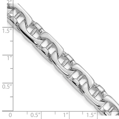 Solid 14K White Gold 20 inch 8.5mm Hand Polished Fancy Link with Fancy Lobster Clasp Chain Necklace