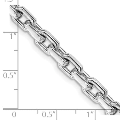 Solid 14K White Gold 22 inch 5.4mm Hand Polished Fancy Link with Lobster Clasp Chain Necklace