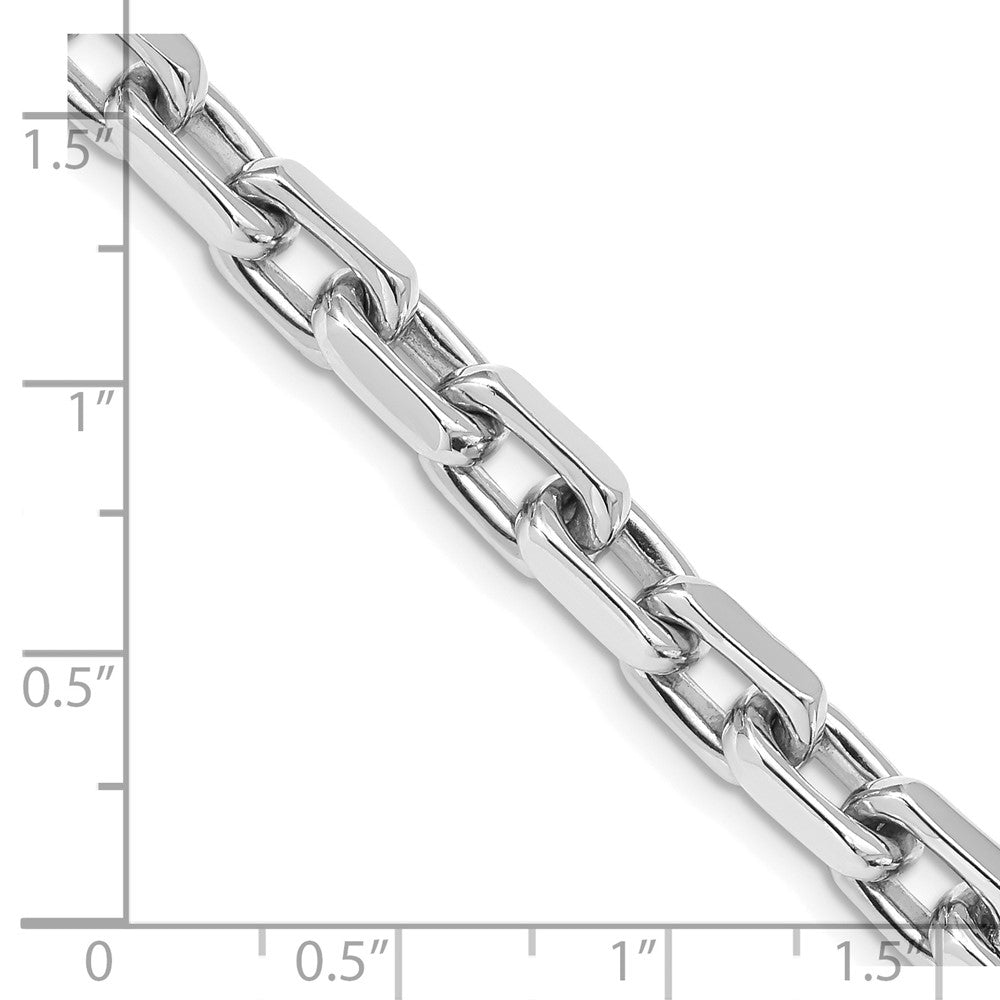 Solid 14K White Gold 22 inch 7mm Hand Polished Fancy Link with Lobster Clasp Chain Necklace