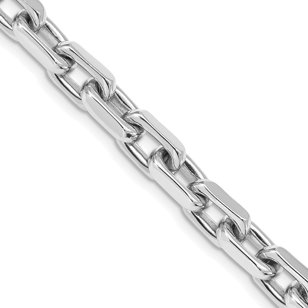 Solid 14K White Gold 24 inch 7mm Hand Polished Fancy Link with Lobster Clasp Chain Necklace