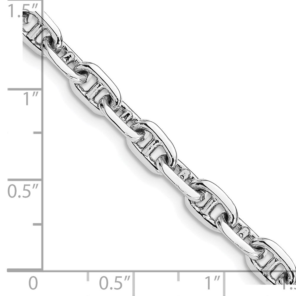 Solid 14K White Gold 20 inch 5.1mm Hand Polished Fancy Link with Lobster Clasp Chain Necklace