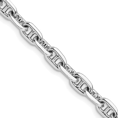 Solid 14K White Gold 20 inch 5.1mm Hand Polished Fancy Link with Lobster Clasp Chain Necklace