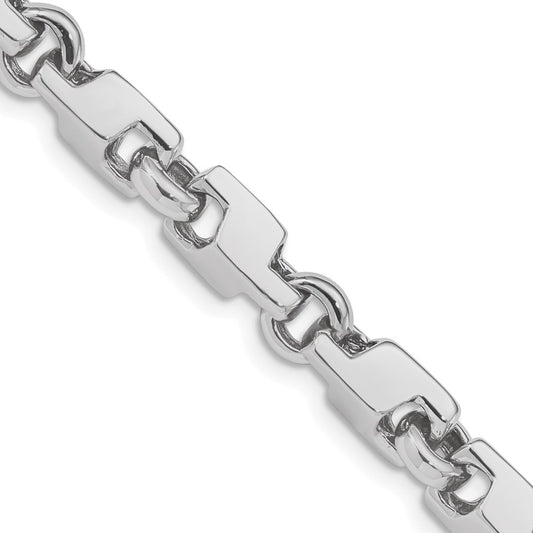 Solid 14K White Gold 9 inch 6.6mm Hand Polished Fancy Link with Fancy Lobster Clasp Bracelet