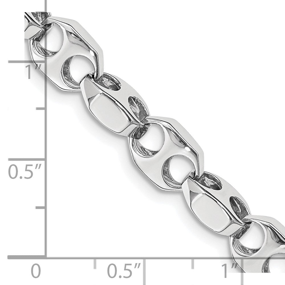 Solid 14K White Gold 20 inch 7.2mm Hand Polished Fancy Link with Fancy Lobster Clasp Chain Necklace