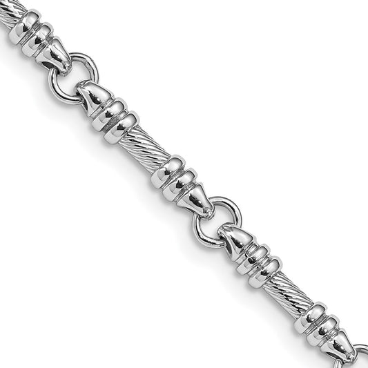 Solid 14K White Gold 22 inch 3.5mm Hand Polished and Textured Fancy Link with Fancy Lobster Clasp Chain Necklace