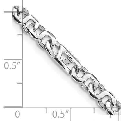 Solid 14K White Gold 8 inch 4.3mm Hand Polished Fancy Link with Fancy Lobster Clasp Bracelet