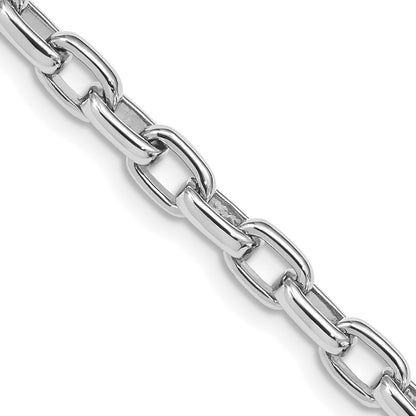 Solid 14K White Gold 24 inch 5mm Hand Polished Fancy Link with Lobster Clasp Chain Necklace