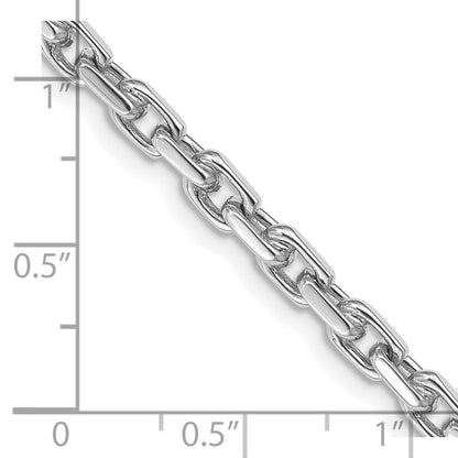 Solid 14K White Gold 22 inch 4.2mm Hand Polished Fancy Link with Lobster Clasp Chain Necklace