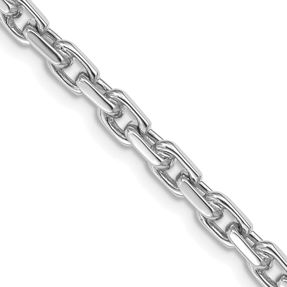 Solid 14K White Gold 24 inch 4.2mm Hand Polished Fancy Link with Lobster Clasp Chain Necklace