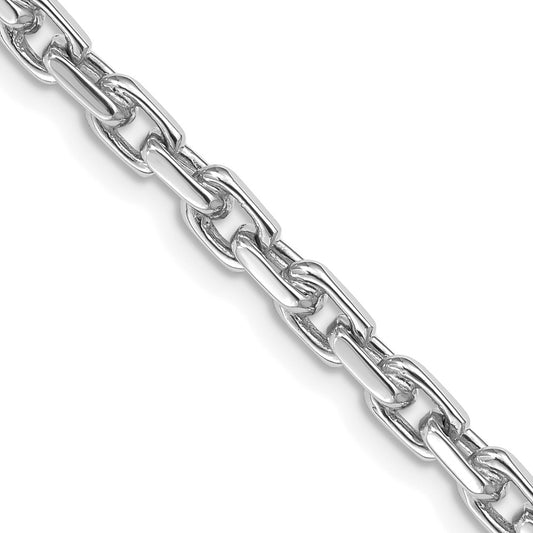 Solid 14K White Gold 18 inch 4.2mm Hand Polished Fancy Link with Lobster Clasp Chain Necklace