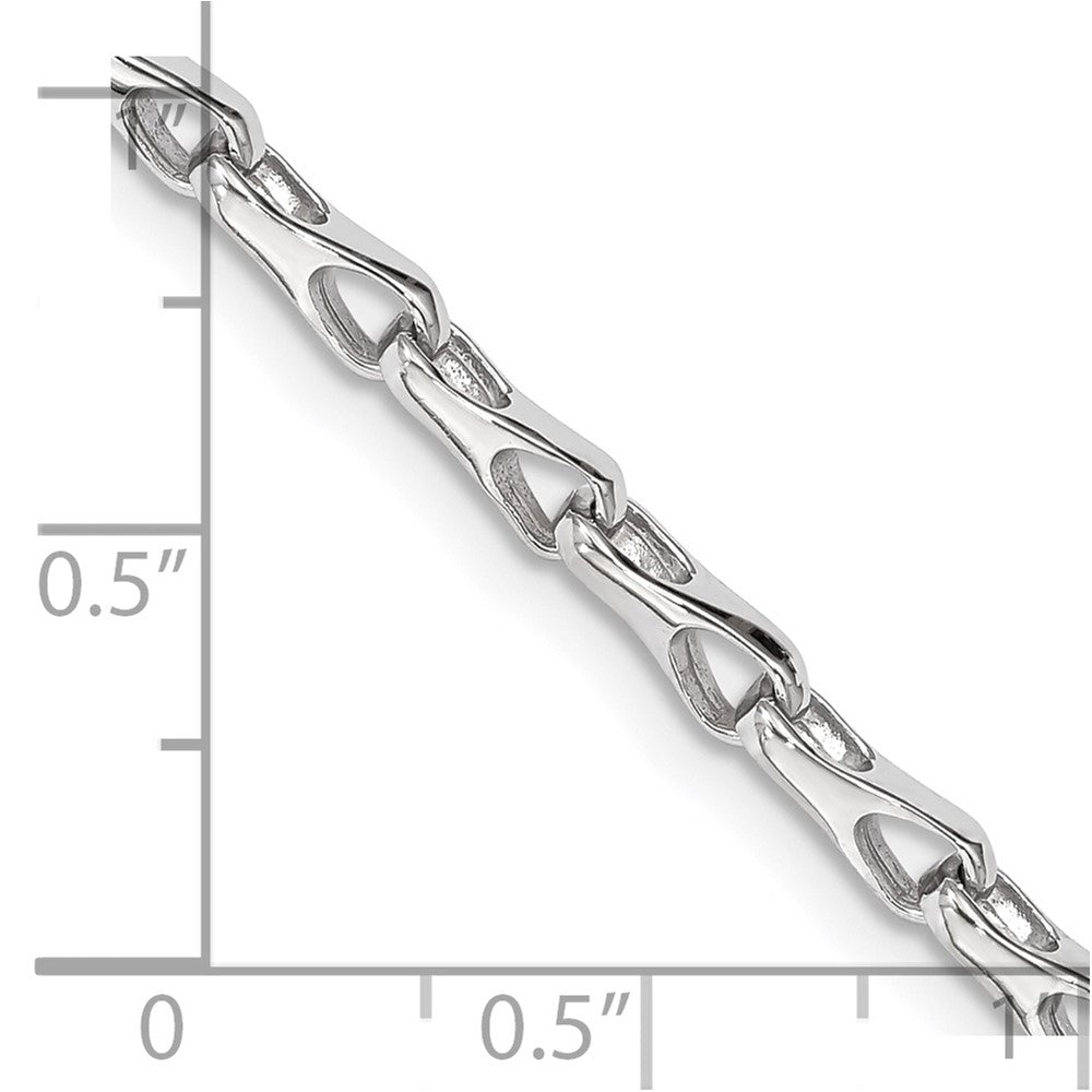Solid 14K White Gold 8.25 inch 3.5mm Hand Polished Fancy Link with Lobster Clasp Bracelet