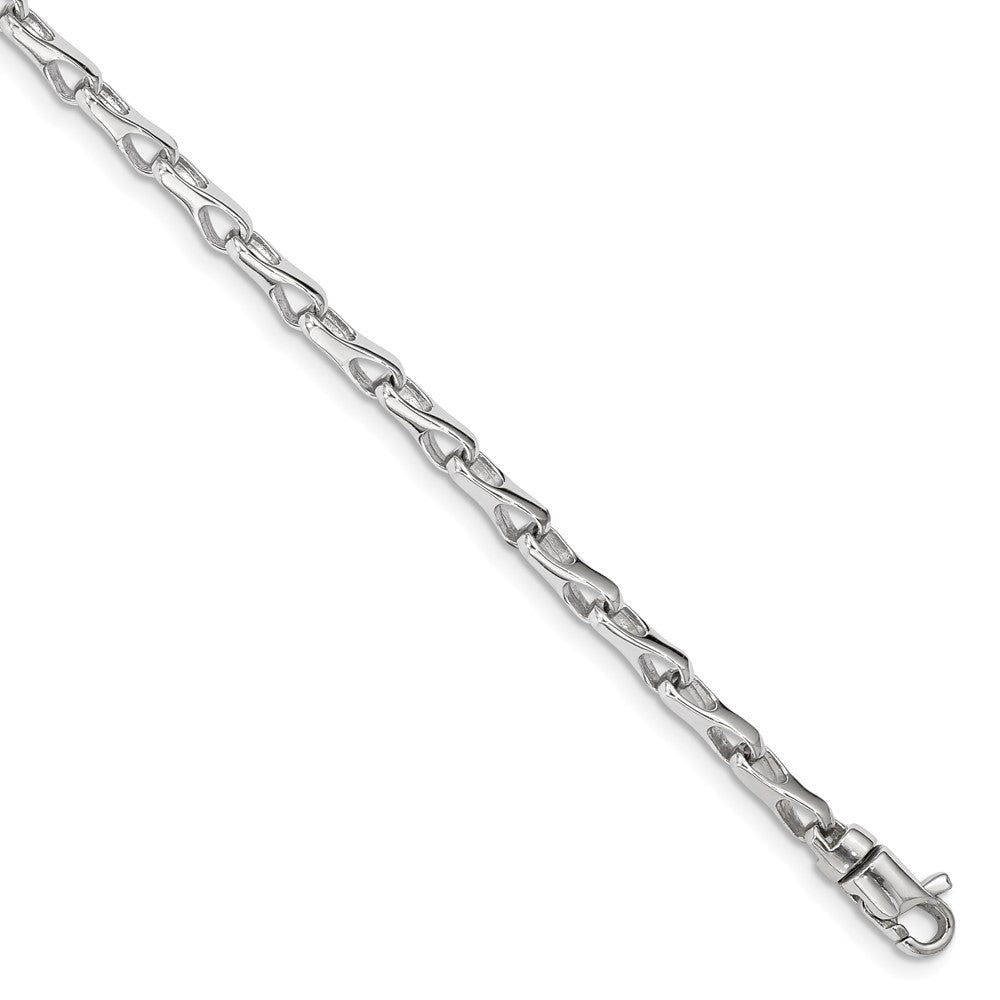 Solid 14K White Gold 7.25 inch 3.5mm Hand Polished Fancy Link with Lobster Clasp Bracelet