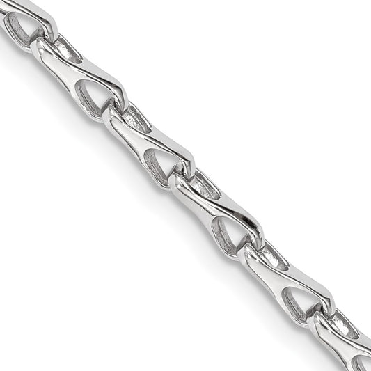 Solid 14K White Gold 20 inch 3.5mm Hand Polished Fancy Link with Lobster Clasp Chain Necklace
