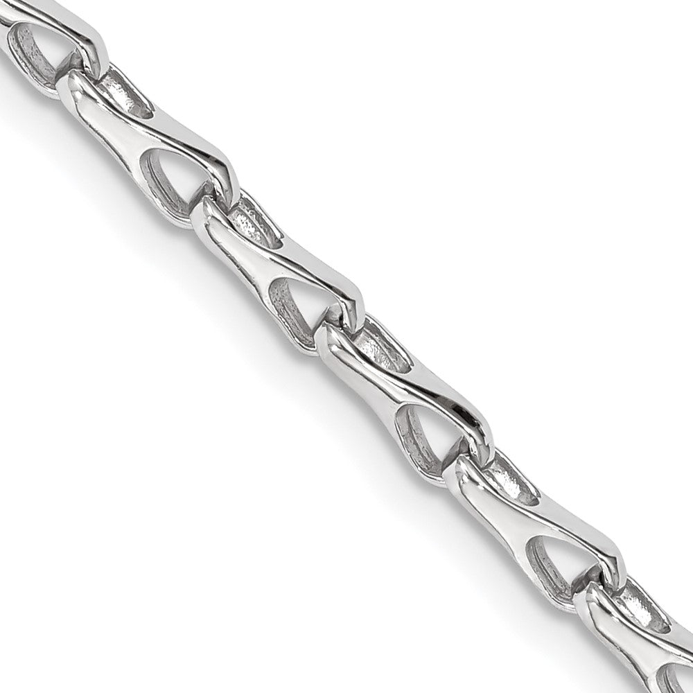 Solid 14K White Gold 18 inch 3.5mm Hand Polished Fancy Link with Lobster Clasp Chain Necklace