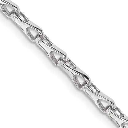 Solid 14K White Gold 8.25 inch 3.5mm Hand Polished Fancy Link with Lobster Clasp Bracelet