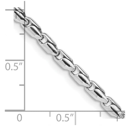 Solid 14K White Gold 20 inch 3mm Hand Polished Fancy Link with Lobster Clasp Chain Necklace