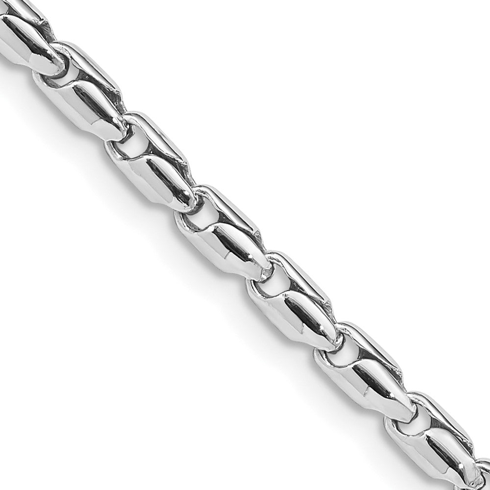 Solid 14K White Gold 18 inch 3mm Hand Polished Fancy Link with Lobster Clasp Chain Necklace