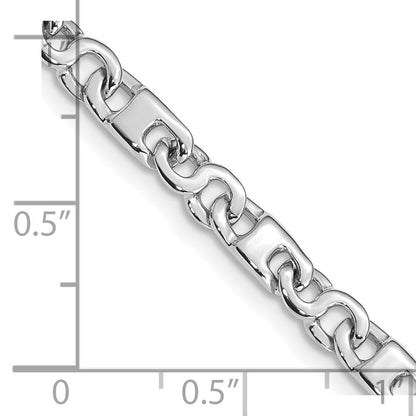 Solid 14K White Gold 18 inch 4.4mm Hand Polished Fancy Link with Fancy Lobster Clasp Chain Necklace