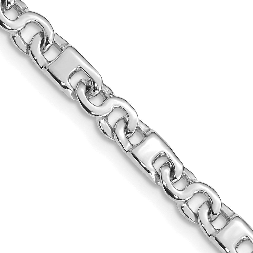 Solid 14K White Gold 22 inch 4.4mm Hand Polished Fancy Link with Fancy Lobster Clasp Chain Necklace