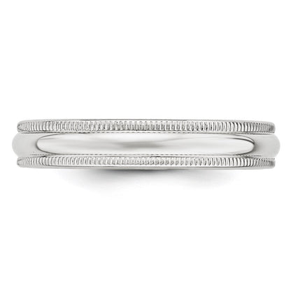 Solid 10K White Gold 4mm Milgrain Half Round Men's/Women's Wedding Band Ring Size 13.5