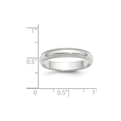 Solid 10K White Gold 4mm Milgrain Half Round Men's/Women's Wedding Band Ring Size 13.5