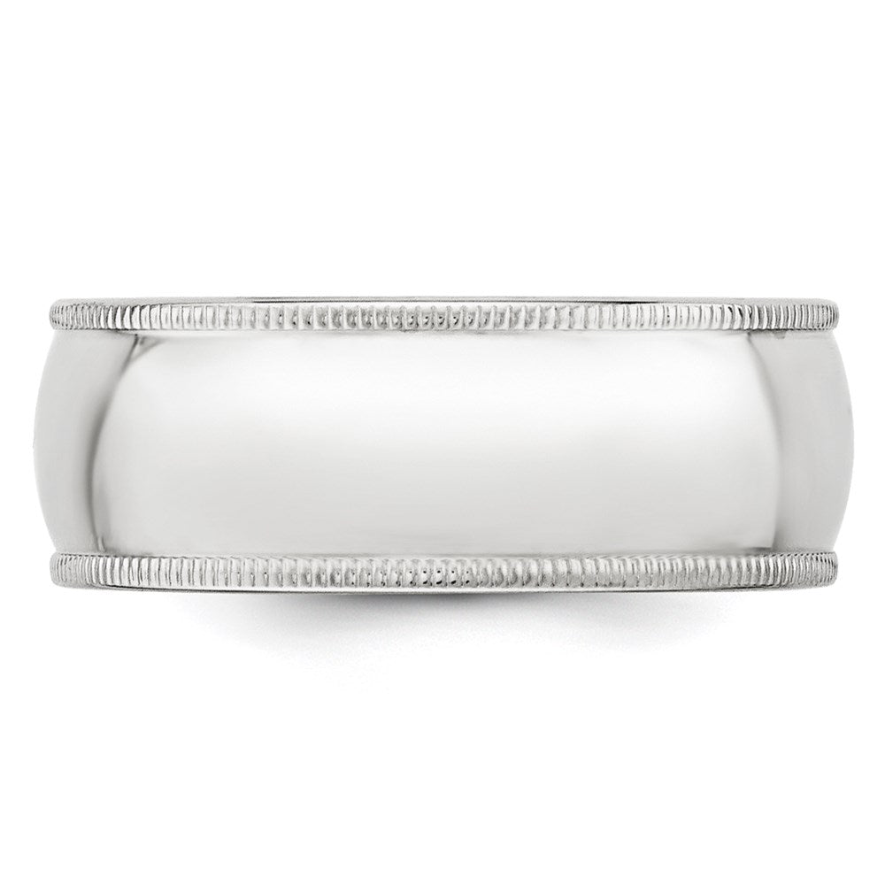 Solid 10K White Gold 8mm Milgrain Half Round Men's/Women's Wedding Band Ring Size 5