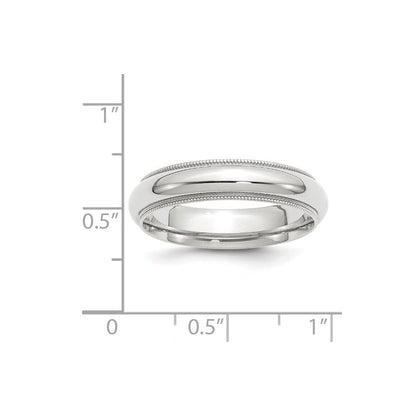 Solid 10K White Gold 5mm Milgrain Comfort Fit Men's/Women's Wedding Band Ring Size 12.5