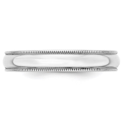 Solid 10K White Gold 4mm Light Weight Milgrain Half Round Men's/Women's Wedding Band Ring Size 9