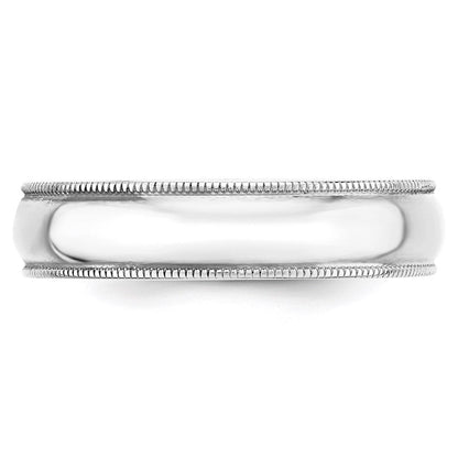 Solid 10K White Gold 5mm Light Weight Milgrain Half Round Men's/Women's Wedding Band Ring Size 9