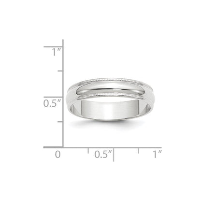 Solid 10K White Gold 5mm Light Weight Milgrain Half Round Men's/Women's Wedding Band Ring Size 9