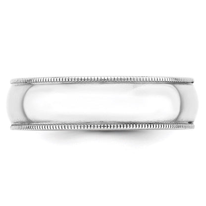 Solid 10K White Gold 6mm Light Weight Milgrain Half Round Men's/Women's Wedding Band Ring Size 8.5