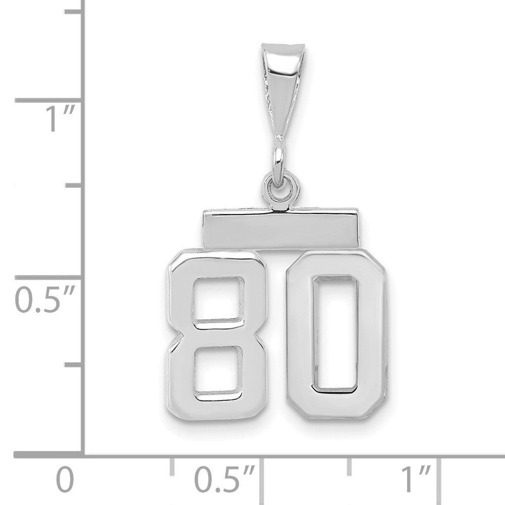 14k White Goldw Small Polished Number 80 Charm