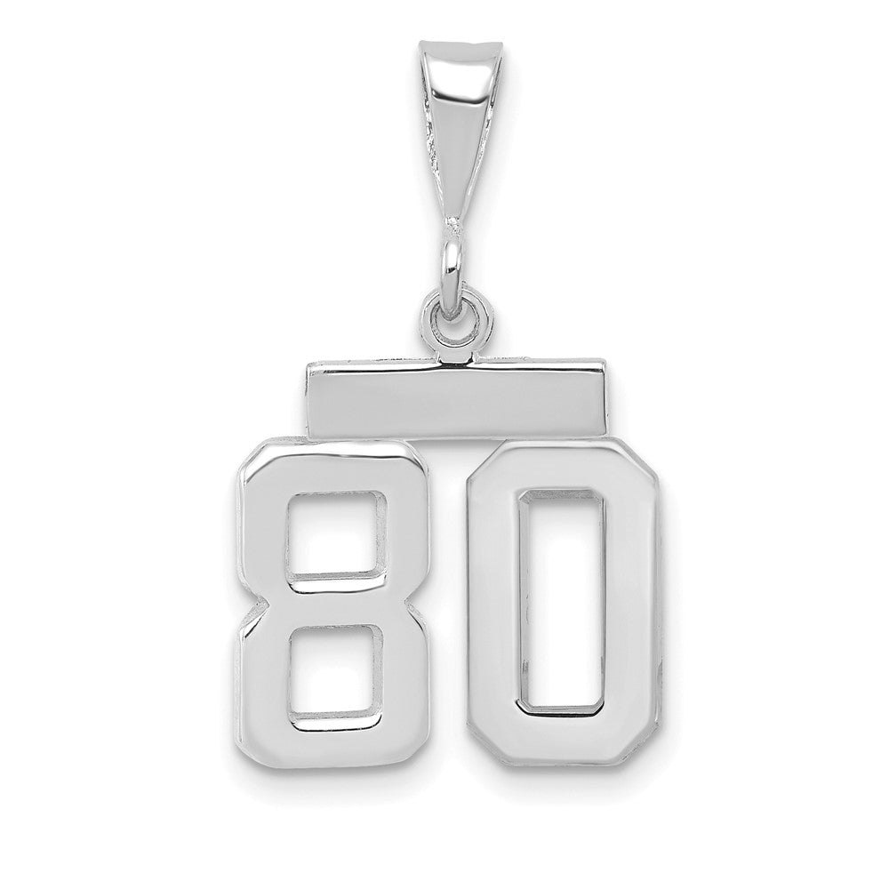 14k White Goldw Small Polished Number 80 Charm