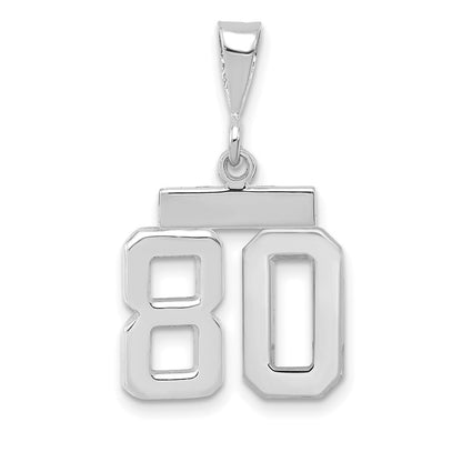 14k White Goldw Small Polished Number 80 Charm