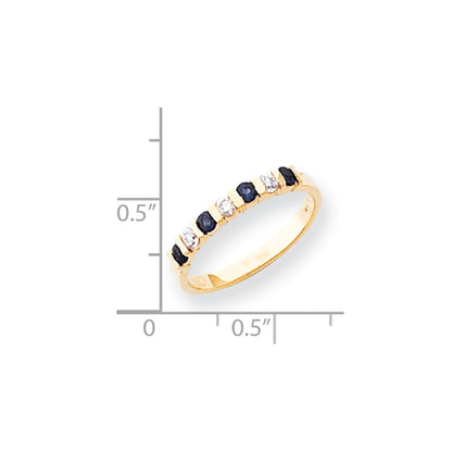 14k Yellow Gold 2.25mm Sapphire AA Diamond Anniversary Band