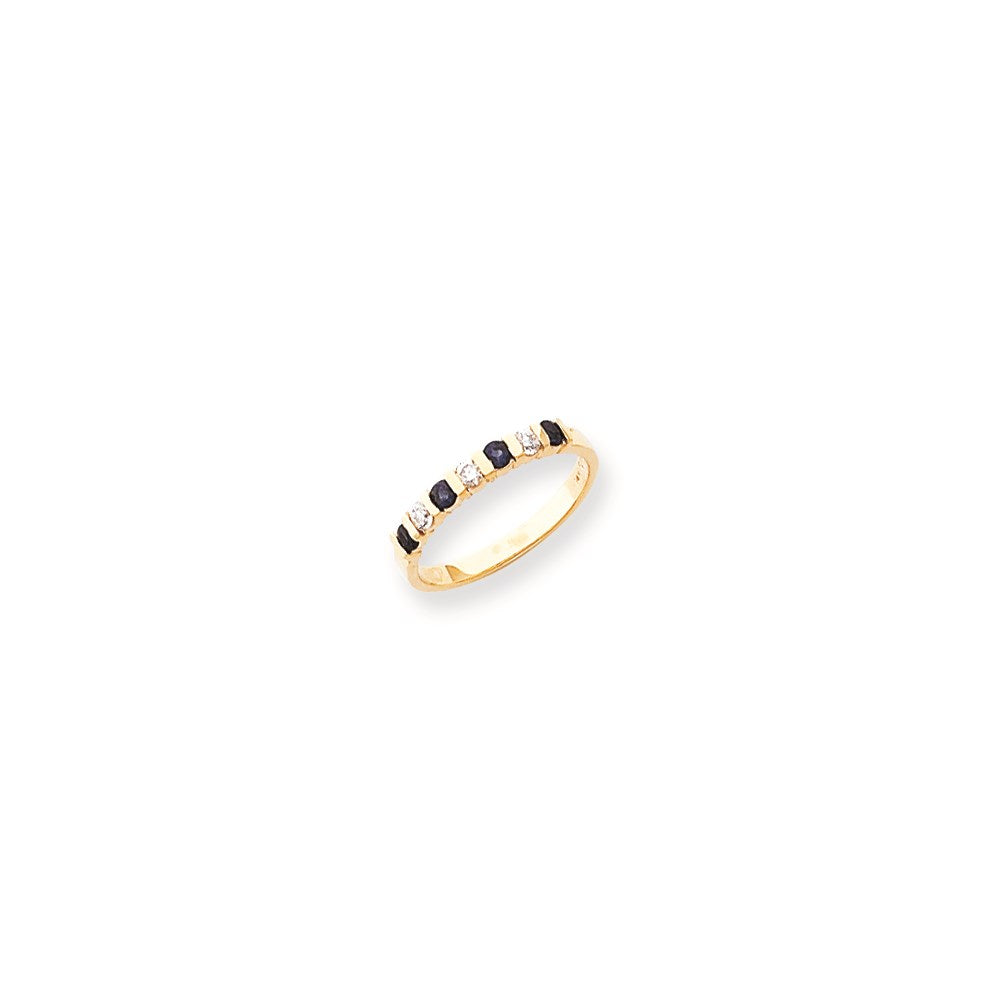 14k Yellow Gold 2.25mm Sapphire AA Diamond Anniversary Band