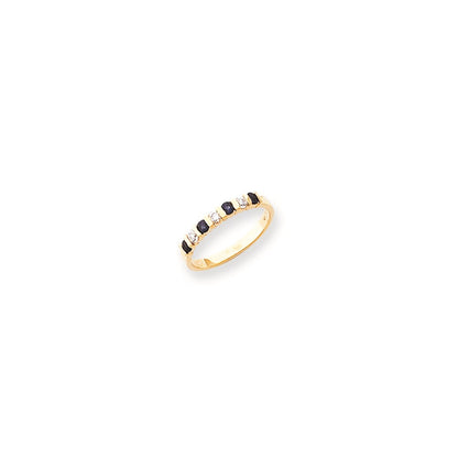 14k Yellow Gold 2.25mm Sapphire AA Diamond Anniversary Band