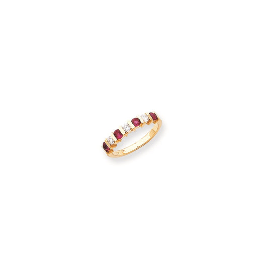 14k Yellow Gold 2.75mm Ruby AAA Diamond Anniversary Band