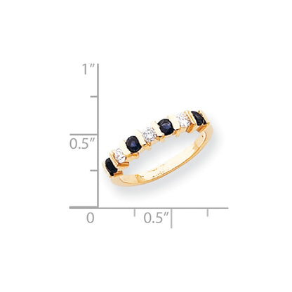 14k Yellow Gold 2.75mm Sapphire AA Diamond Anniversary Band