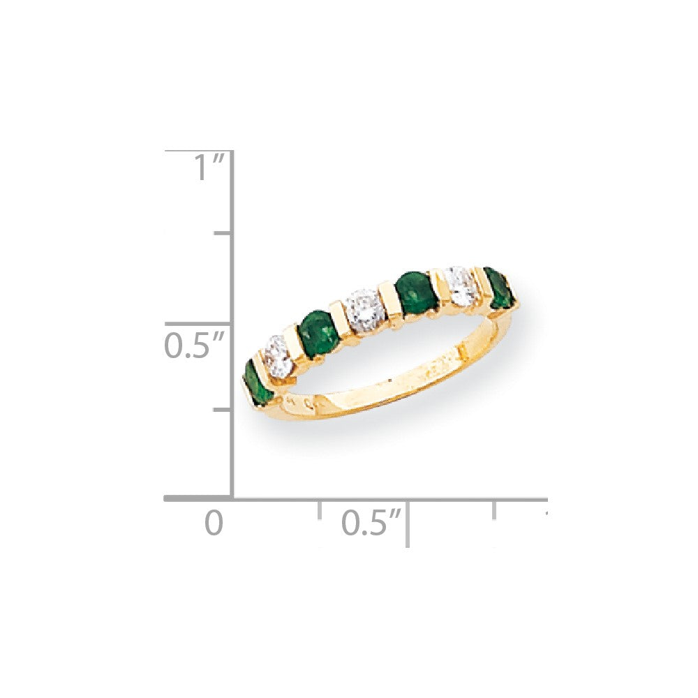 14k Yellow Gold 3.25mm Emerald AAA Diamond Anniversary Band