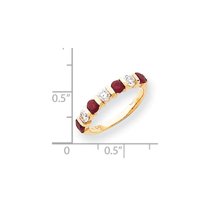 14k Yellow Gold 3.25mm Ruby VS Diamond Anniversary Band