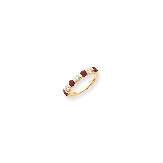 14k Yellow Gold 3.25mm Ruby AAA Diamond Anniversary Band