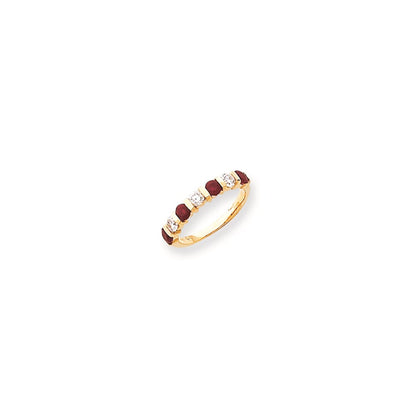 14k Yellow Gold 3.25mm Ruby AA Diamond Anniversary Band