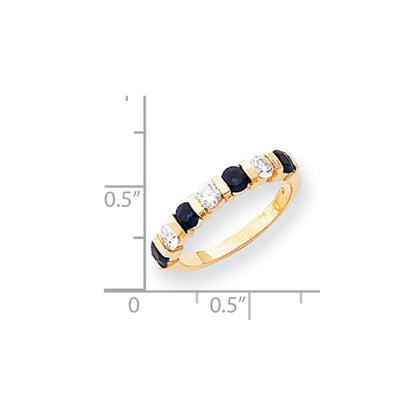 14k Yellow Gold 3.25mm Sapphire AA Diamond Anniversary Band