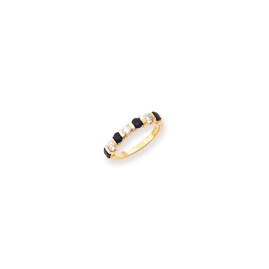 14k Yellow Gold 3.25mm Sapphire AA Diamond Anniversary Band