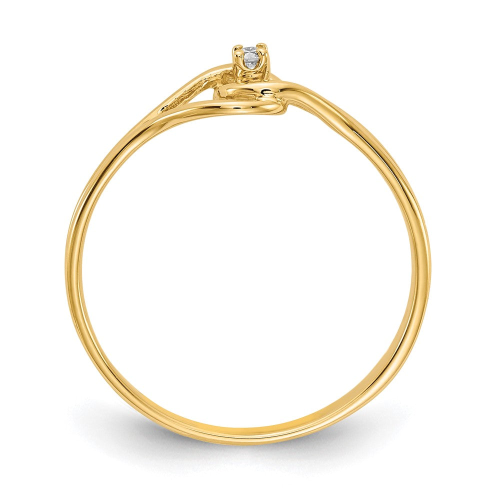 14K Yellow Gold Polished AA Real Diamond Ring