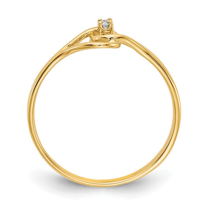 14K Yellow Gold Polished AA Real Diamond Ring