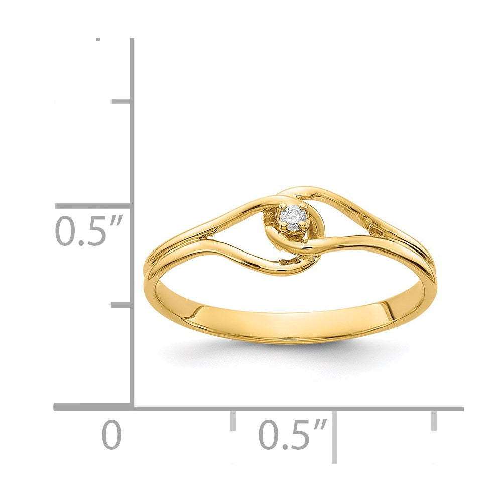 14K Yellow Gold Polished AA Real Diamond Ring