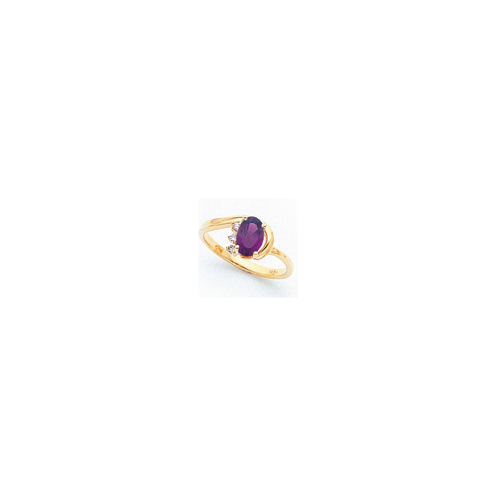 14k Yellow Gold 7x5mm Oval Amethyst AAA Diamond ring