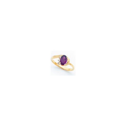 14k Yellow Gold 7x5mm Oval Amethyst VS Diamond ring